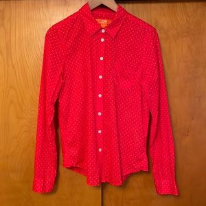 Joe Fresh Button Down Shirt with Dots | Color: Red/White | Size Small